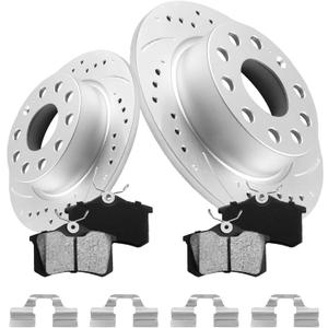 Anpulsero Rear Automotive Replacement Brake Kit, Brake Rotors Ceramic Brake Pads Compatible with 2012-2018 VW Jetta, 2013-2019 VW Beetle, 2015 VW Golf SportWagen|Geomet Coated|252.9mm(9.96in)