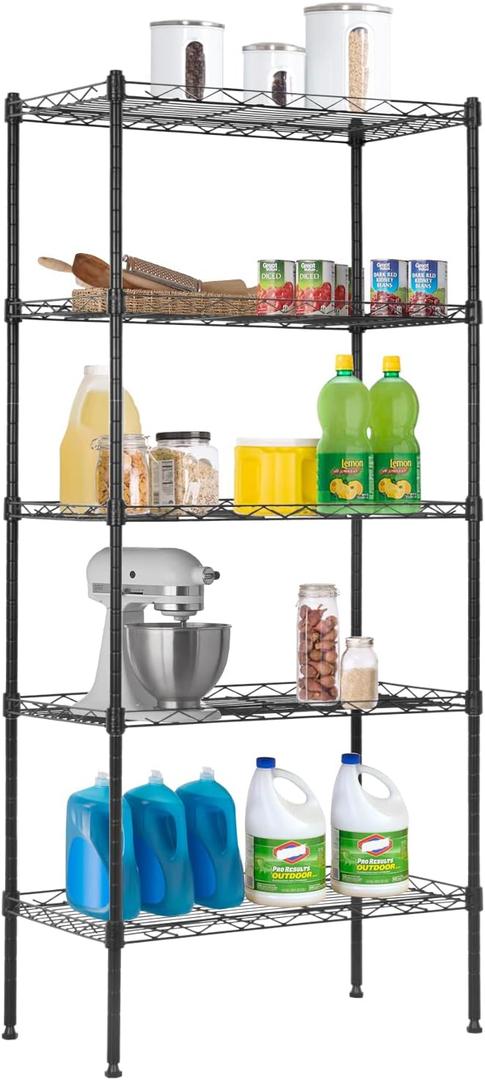 Adjustable NSF-Certified Metal Shelf Wire Shelving Unit Storage for Small Places Restaurant Garage Pantry Kitchen Garage Rack (Black, 21.5L x 11.6W x 47.6H) Adjustable NSF-Certified Metal Shelf Wire Shelving Unit Storage for Small Places Restaurant Garage Pantry Kitchen Garage Rack (Black, 21.5L x 11.6W x 47.6H)