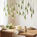 12 Pack 6 ft Artificial Tulips Hanging Flower Garland Decorations Spring Tulip from Ceiling Dangling Valentines Faux Floral Vine Strings with Hook for Wall Ceiling Wedding Party (White)