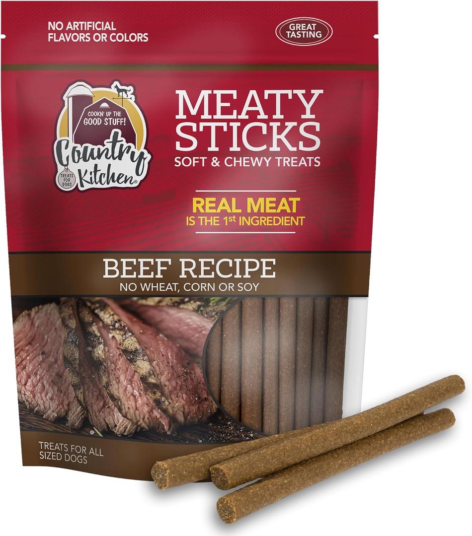 Country Kitchen Beef Meaty Sticks Soft Chew Dog Treats, Great Tasting, Made with Real Beef, 25 oz (1.56 Pound (Pack of 1))