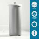 iDesign Freestanding Bathroom Toilet Paper Storage Holder with Lid for 3 Extra Rolls, Silver
