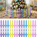 Chunful 16 Pcs Wooden Easter Bunny Garden Fence Garden Border Edging Decorative 15.7" H x 63" Landscape Border Edging Ornamental Fence for Home School Lawn Flower Beds