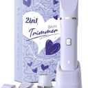 Bikini Trimmer for Women, 2-in-1 Electric Shaver, IPX7 Waterproof, Gentle for Bikini Line & Sensitive Areas, Cordless Rechargeable for Legs Underarms Face, Purple Gift for Women, Teen Girl Gift