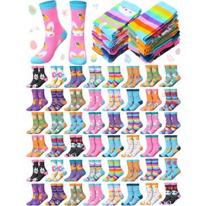 Ramede 48 Pairs Mental Health Awareness Socks Bulk Green Ribbon Motivational Novelty Crew Sock Gifts for Women Men