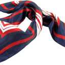 Allegra K Lady Dark Blue Red White Stripe Print Kerchief Square Small Neck Scarf Wrap