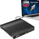 Gotega External DVD Drive, USB 3.0 Portable +/-RW, DVD Player for CD ROM Burner Compatible with Laptop Desktop PC Windows Linux OS Apple Mac Black