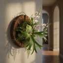 Housoutil Round Staghorn Fern Mounting Board, Slit Wood Wall Hanging Planter Holder, Platycerium Planter for Platycerium Orchid Air Plants Natural Wooden Vertical Garden Rustic Farmh Indoor Outdoor