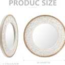 Round Mirror for Bathroom,Wood Farmhouse Vanity Circle Wall Mirror