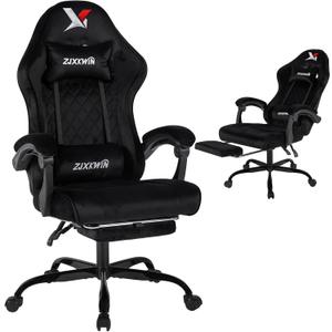 Velvet Gaming Chair, Ergonomic High Back Racing Chair with Footrest, Spring Wide Cushion, Adjustable Headrest & Lumbar Support, 90-135 Recline, 360 Swivel, 300lbs for Home Office, Black