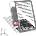30X 10X 5X Large Magnifying Glass with Light, Rechargeable Foldable Full Book Page Magnifier, 48 LED Small Print Magnifier Sheet Lightweight for Low Visual Person and Seniors Light Gray