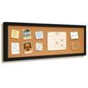 Long Cork Board for Wall, 36" x 12" Bulletin Board, Black