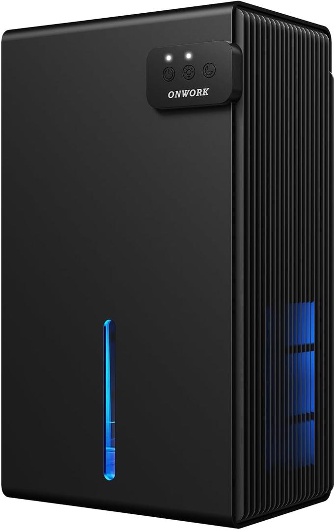 Dehumidifier, 95 OZ Dehumidifiers for Home (800 sq.ft), Quiet Small Dehumidifiers for Bedroom Bathroom Basements Closet RV, Auto Shut Off, Two Working Models and 7 Colors LEDBlack