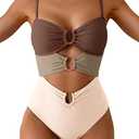 Eomenie One Piece Swimsuit for Women Ring Linked Monokini Sexy Bathing Suit Cutout Swim Suit, Size: S