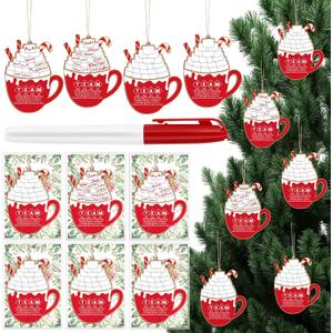 Thyle 20 Sets Team Christmas Ornaments Bulk Christmas Team Appreciation Gift for Employee Coworker Hanging Hot Cocoa Mug with Pen Thank You Gifts for Office Staff Xmas Tree Decor