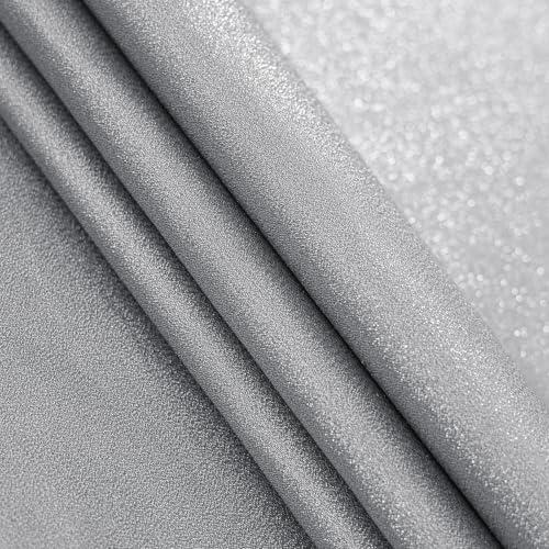 Entisn Gray Glitter Fabric by The Yard, 3 Yards x 59 Inch Shimmer and Shiny Fabric with Silver Metallic Sparkle, Sparkly Cloth for Stage Costume, Fashion Dress, DIY Crafts, Party Decoration