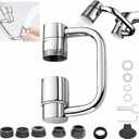 U Shape Faucet Extender - 360 Rotatable Universal Faucet Aerator Extension Attachment for Bathroom Sink & Kitchen Sink, Splash-Free Dual-Mode Flow, Easy Install with Adapters(1)