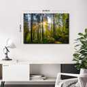 Sunrise Forest Canvas Wall Art Nature Mountain Wall Decor for Living Room Sunset Tree Trails Scenery Painting Decor 24x36, Natural Woods Mountains Landscape Poster Artwork Home Office Decorations