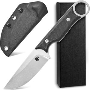 FF103 Fixed Blade Knife, AUS-10 Steel Blade Micarita Handle Full Tang Knife for Outdoor Camping Hunting Fishing Working(Black)