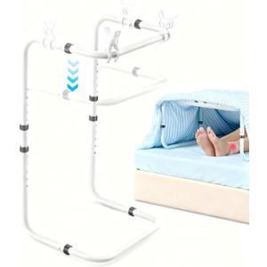 Adjustable Blanket Lifter for Feet with 4 Clips  Bed Cradle to Keep Blanket Off Your Legs, Universal Blanket Lifters for Foot of Bed, Height Adjustable Blanket Support Frame for Comfort & Recovery