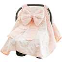 Baby Carseat Canopy Cover with Bow for Girls Boys with Bow Stroller and Cart Cover Carseat Nursing Cover for Newborn