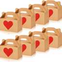 Colarr Mother's Day Gift Treat Boxes Hearts Prints Galentine Cookie Boxes with Handles 5.9 x 3.5 x 3.5 Inches Goodie Candy Container Kraft Paper Party Favor Holder(48 Pcs)