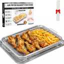 18.7" X 12.8" Extra Large Air Fryer Basket for Oven, Oven Air Fryer Basket and Tray Set With 30PCS Parchment Papers, Stainless Steel Air Fryer Pan and Crisper Tray for Frying Baking