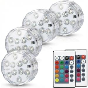 Submersible LED Lights with Remote, 16 Colors 4 Modes Battery Powered Color Changing LED Pumpkin Lights for Halloween Pumpkin Camping Bucket Dcor (4 Packs)