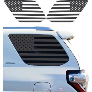 Fit for Toyota 4Runner 2010-2024 | Precut American Flag Window Decals | Rear Quarter Window Stickers Both Side | Proudly Made in The USA | with US Made Vinyl Matte Black (Solid)