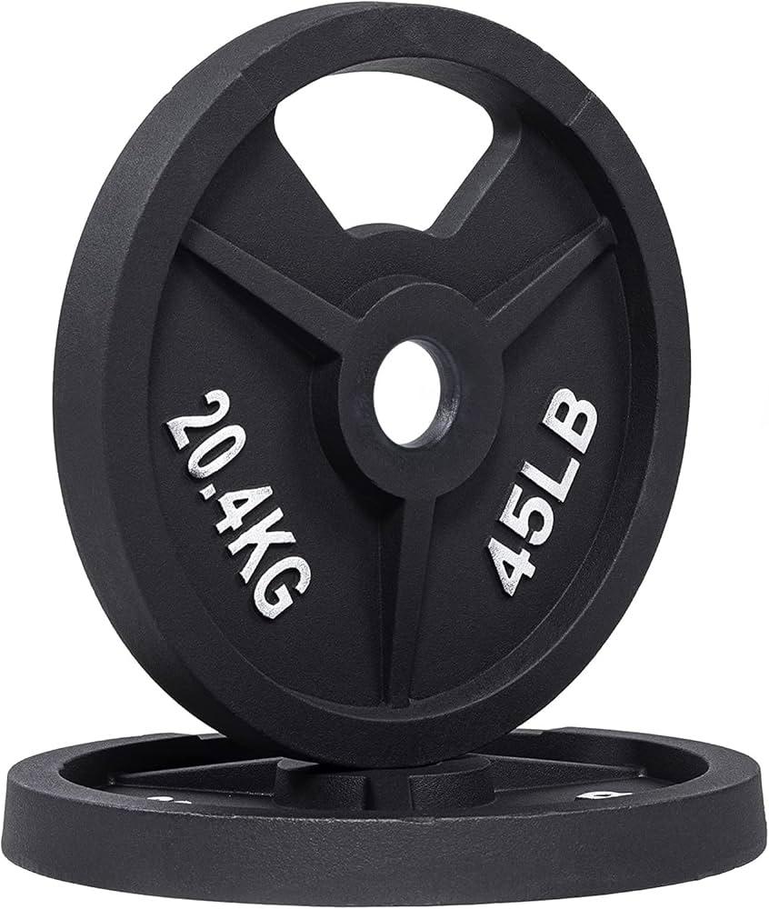 Signature Fitness Standard 1-Inch Cast Iron Plate Weight Plate for Strength Training and Weightlifting
,  45LB (Pair)