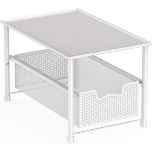 Simple Houseware Stackable Under Sink Cabinet Sliding Basket Organizer Drawer, White