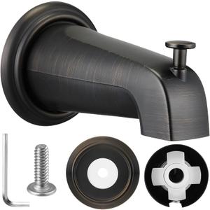 Dreyoo Slip On Diverter Tub Spout with Metal Cover Ring and Foam Gasket, Compatible with Kohler GP85556-CP, Bathroom Bathtub Faucet Set Replacement Fits 1/2'' Copper Water Tube(Oil Rubbed Bronze)