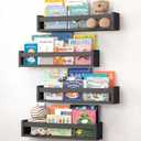 NATURE SUPPLIES Set of 4 Black Floating Shelves for Wall, 23.1 Inches, Kids Bookshelf for Bedroom, Nursery Storage, Modern Wall-Mounted Design, Ideal for Organizing Books, Toys, and Decorative Items
