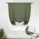 DriftAway Double Layer Linen Blackout Tie Up Curtains Thermal Insulated Fully Lined Balloon Roman Shade Bathroom Window Adjustable Rod Pocket for Small Window 39 Inch by 55 Inch Olive Green