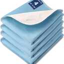 Washable Waterproof Underpads, 24" x 18" (4 Pack) Reusable Incontinence Pads for Chair, Bassinet, Crib, Car Seat, Sofa, Wheelchair, Small Size