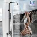 Shower System Matte Black Outdoor Shower Fixtures with 8" Rain Shower Head Handheld Sprayer Single Handle 304 Stainless Steel Wall Mounted Shower Shower Faucet Combo for Bathroom or Backyard