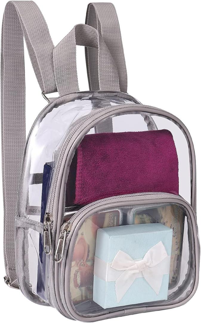 USPECLARE Clear Mini Backpack Stadium Approved for Little Boys & Girls, Transparent Backpack for Concert, Festival, Sport Events (Grey)