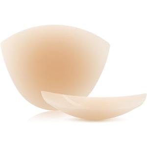 Tucnoeu 2 Pairs Reusable Nipple Covers for Women, Adhesive Silicone Bra Pasties for No Show Strapless Dress, Cream Color, Fits A-C Cups