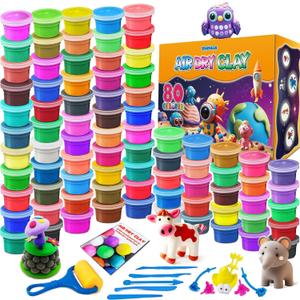 ESSENSON Air Dry Clay - 80 Colors Modeling Magic Clay, Best Gift for Boys & Girls Age 3-12 Year Old, DIY Molding Kids, with Sculpting Tools, Decoration Accessories, Kids Art Crafts