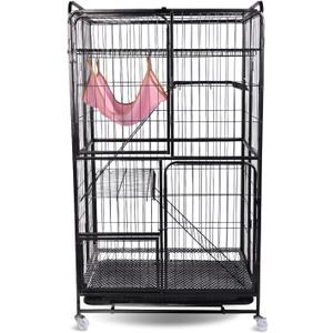 4-Tier Cat Cage Collapsible Cat Crate with Wheels Cat Kennel for Adult Cats Kitten