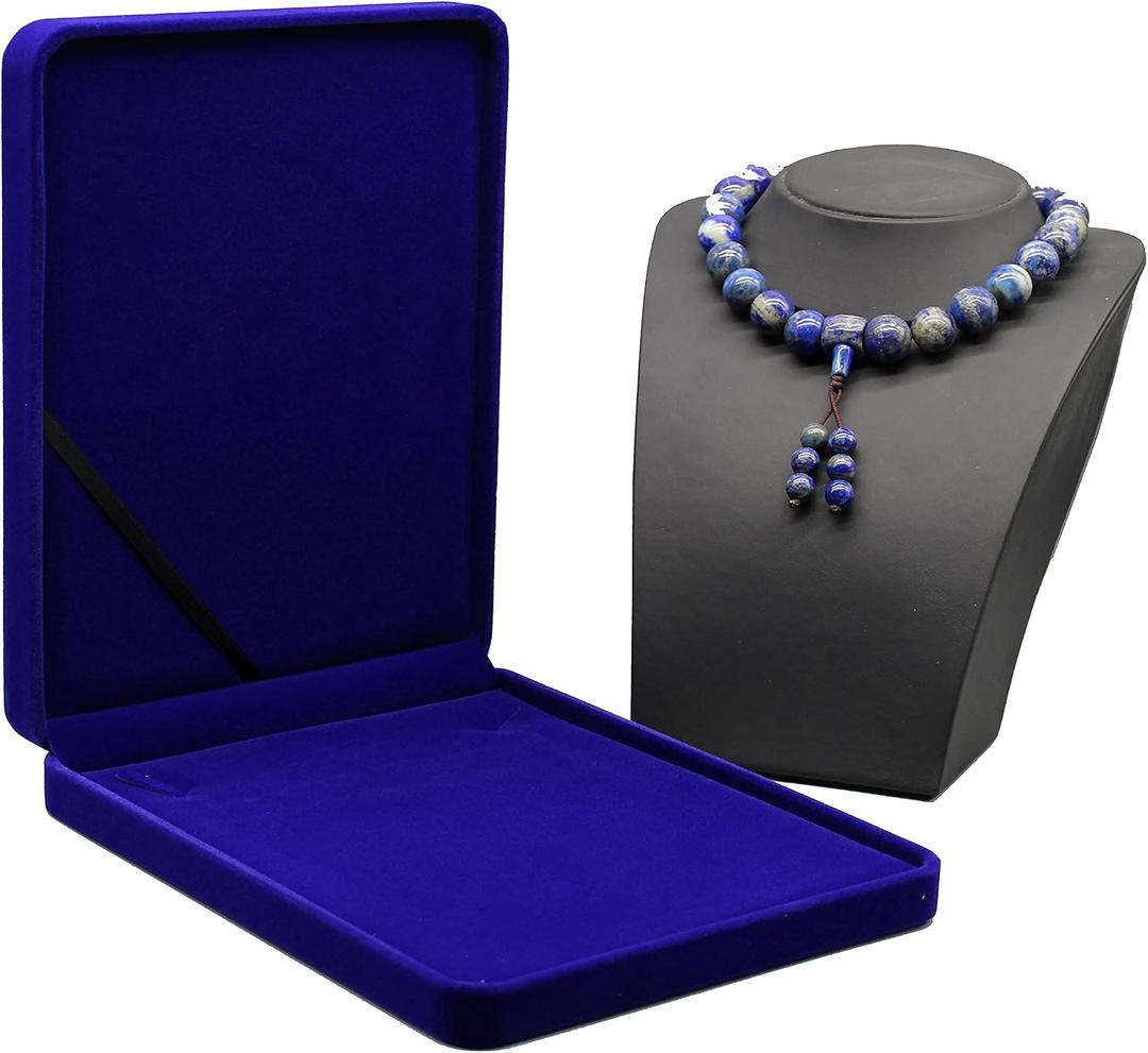 Jewelry Set Velvet Box Necklace Earring Ring Necklace Bracelet Gift Display Case Wedding Jewelry Storage Holder (Royal Blue For Chunky Collar Necklace)
