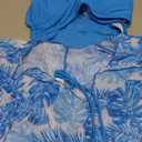 Girls Swimsuit Cutout One-Piece Bathing Suit V-Neck Swimsuits for Teens Cute Swimwear with Drawstring Cover Up 9-18y (11-12 Years, Blue Tropical Plant)