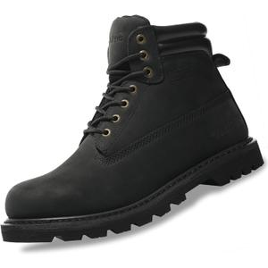 Work Boots for Men Waterproof Soft Toe Non Slip Comfortable Leather Workboots (1, Black)
