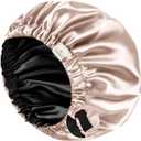 YANIBEST Silk Bonnet Satin Bonnet for Sleeping Women Men, Adjustable Double Layer Hair Bonnet for Curly Braids Reduce Frizz (Large, 03- Champagne)