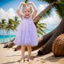 Baby Girls Tutu Flowers Dress, Toddler Baby Girls Sleeveless Sundress,Layered Princess Tulle Sundress Party Dress (Purple)