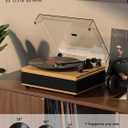 Vinyl Record Player Bluetooth Turntable with Built in Speakers High Fidelity Belt Drive 2-Speed Turntables with Magnetic Cartridge AT-3600L Record Players with Light Strip, Support RCA Output, Walnut