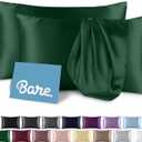 Bare Home Satin Pillowcases for Hair and Skin - 2 Pack Queen (20x30) - Luxury Pillowcases - Envelope Enclosure - Soft and Smooth Satin - Breathable - Similar to Silk (Forest Green, 2 Pack)