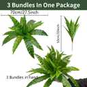 3pcs Artificial Bird's Nest Fern, Large Faux Fern Plants Outdoor | UV resistant fake greenery for window boxes, planters, porch, patio and indoor home decor