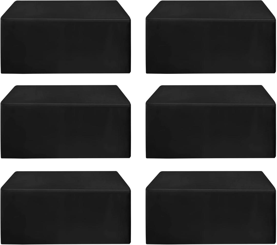 HolidayIdeas Fitted Black Tablecloths - 72 x 30 Inch - 6 Pack Rectangle Tableclothes for 6 Foot Tables, Polyester Fabric Table Cover for Parties, Holiday Dinner, Wedding, Trade Show HolidayIdeas Fitted Black Tablecloths - 72 x 30 Inch - 6 Pack Rectangle Tableclothes for 6 Foot Tables, Polyester Fabric Table Cover for Parties, Holiday Dinner, Wedding, Trade Show