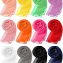 Chuarry 12 Pieces Women Solid Color Chiffon Scarf Soft Breathable Silk Lightweight Accent Scarfs