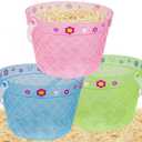 Zcaukya Easter Buckets, 3 Packs Clear Plastic Kids Easter Baskets with Handles, Empty Plastic Easter Pails for Easter Egg Hunt Party Favors, Green, Blue, Pink